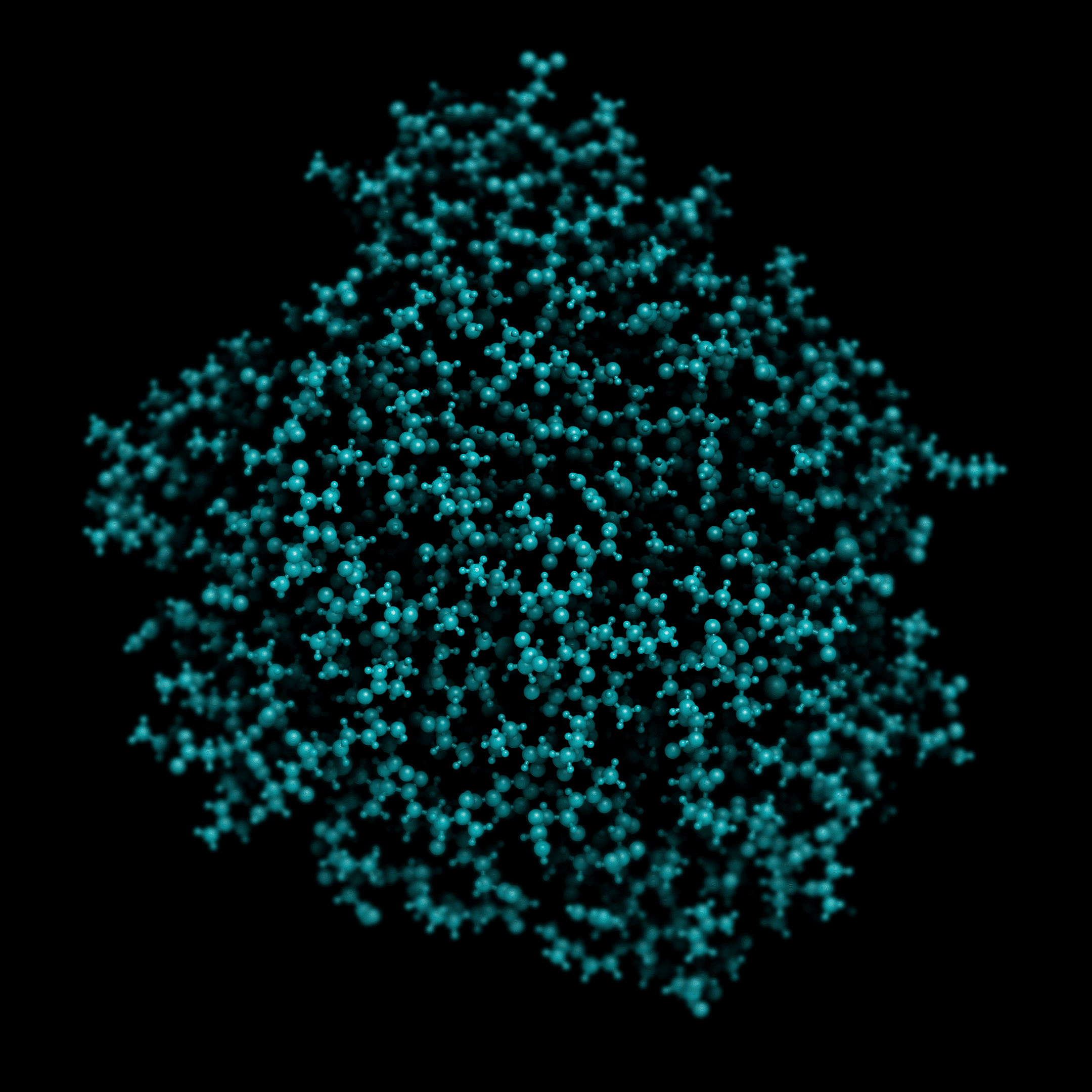 3d image of blue enzymes against black background